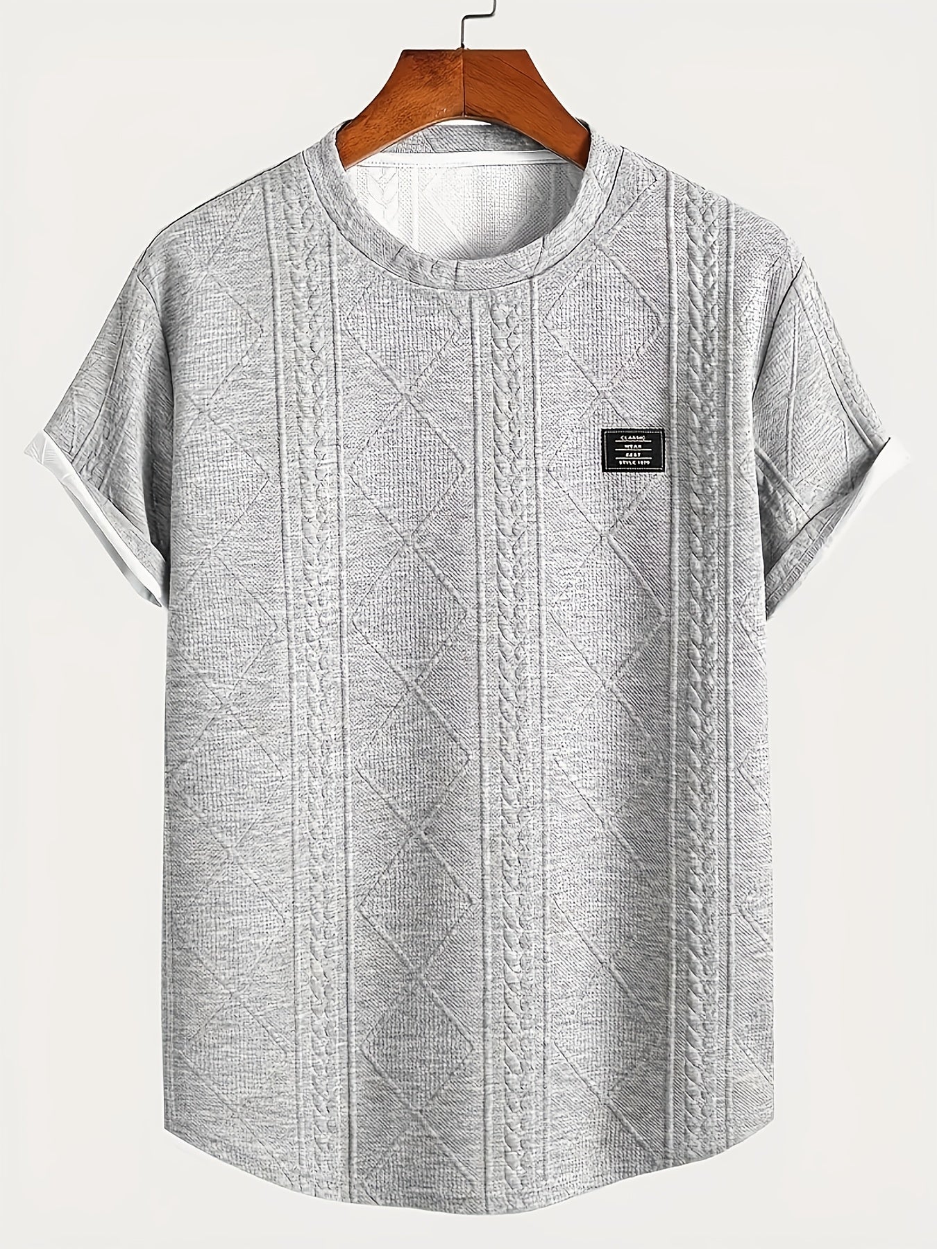 Herr T-shirt med stickad kabelmönster – Modern och avslappnad stil för vardagsbruk
