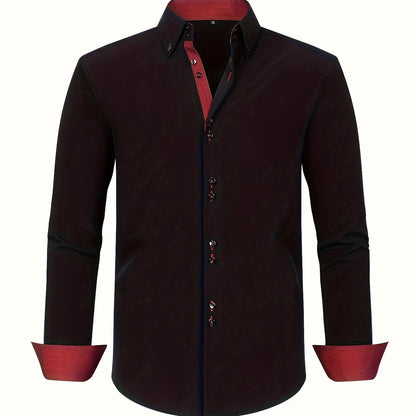 Herrskjorta Elegant Affärslook Långärmad Slim Fit – Perfekt för Kontor och Fest