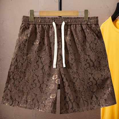 Herrshorts med jacquardmönster och blommig design – modern avslappnad stil