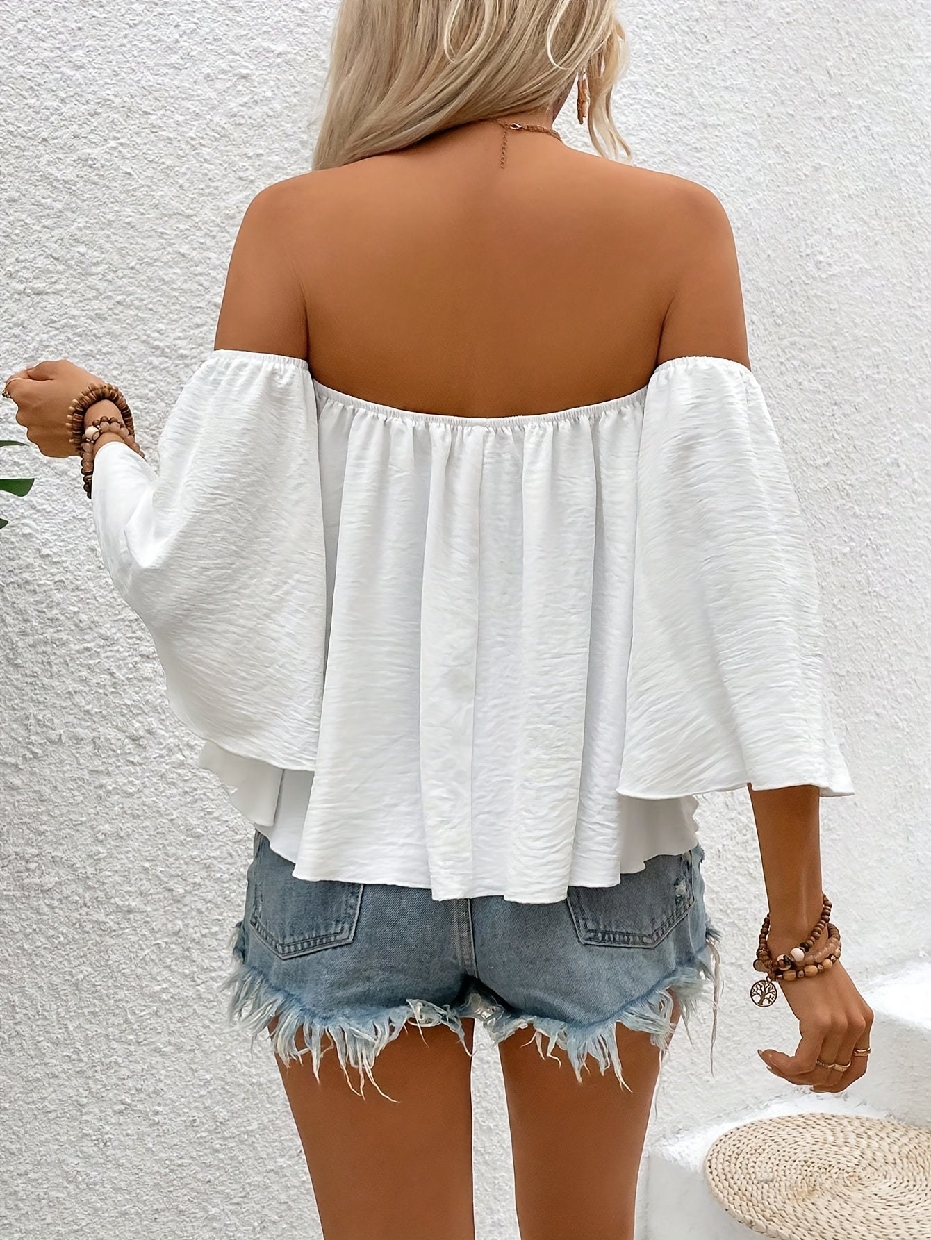 Dam Off-Shoulder Blus Bohemisk Sommarstil Avslappnad Semester