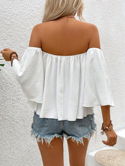 Dam Off-Shoulder Blus Bohemisk Sommarstil Avslappnad Semester