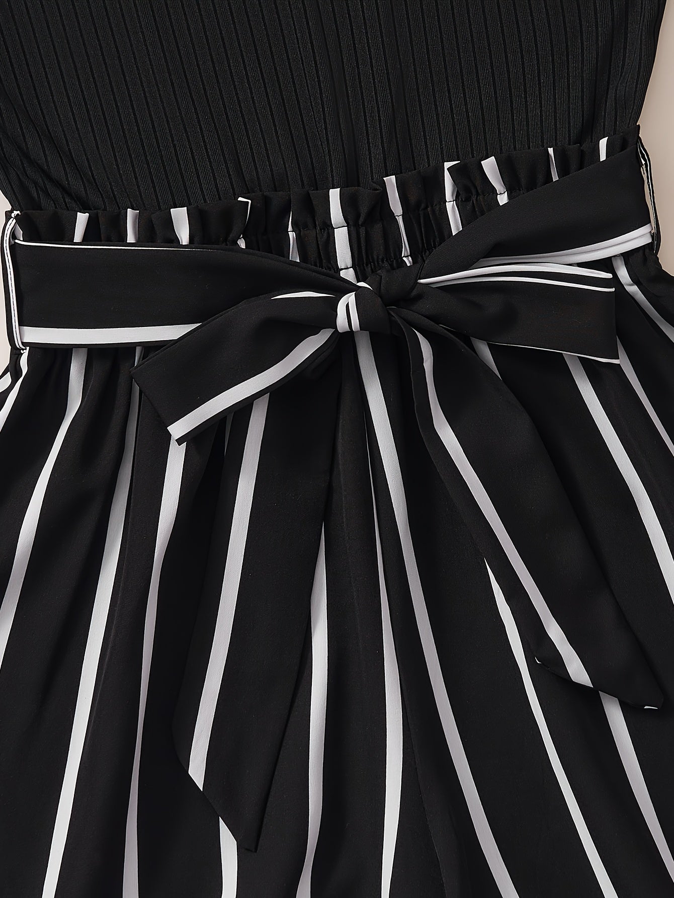 Dam Playsuit Elegant Randig Sommar Kortärmad med Midjeband