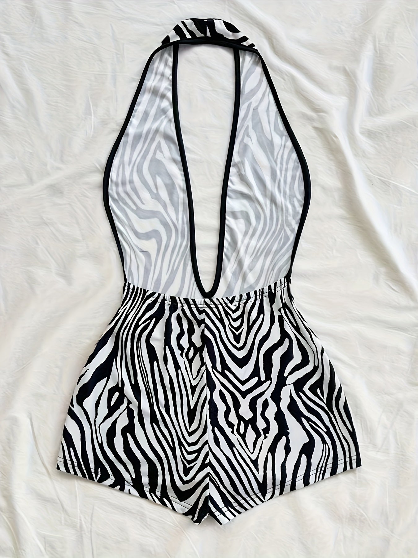 Dam Playsuit Djurmönstrad Halterneck Djärv Sommarfest Look