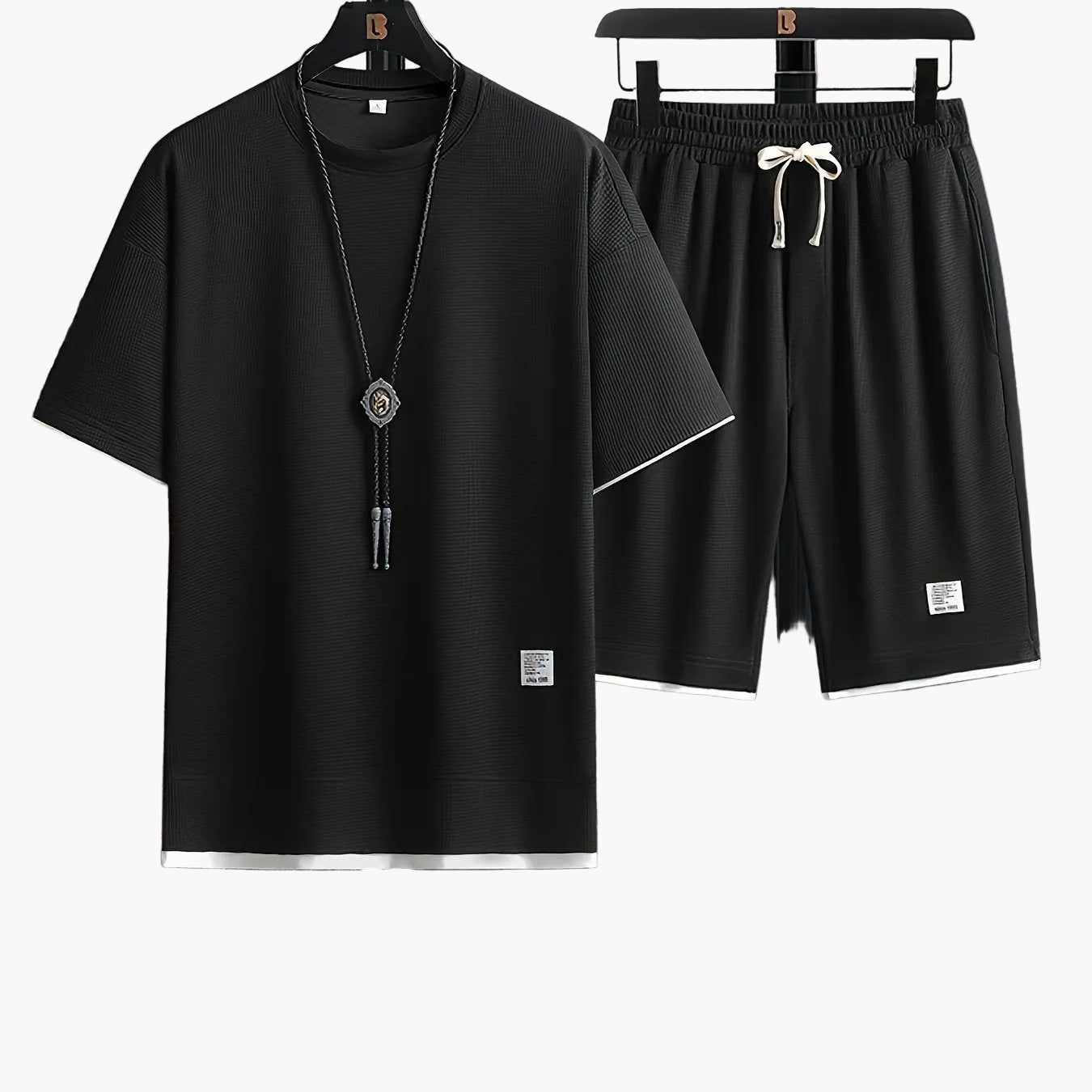 Herrset Lounge – T-shirt och Shorts, Modern Avslappnad Stil
