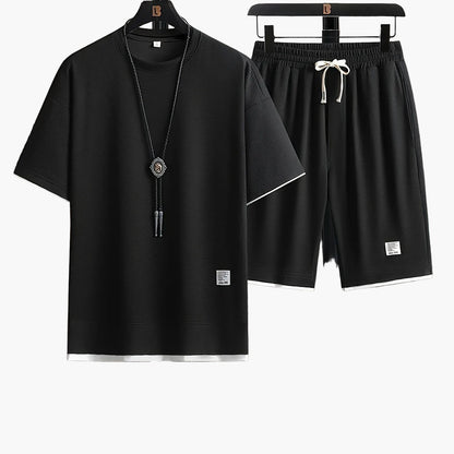 Herrset Lounge – T-shirt och Shorts, Modern Avslappnad Stil