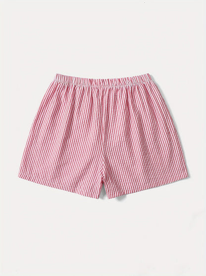 Damshorts med hög midja, randigt mönster, elegant sommarstil