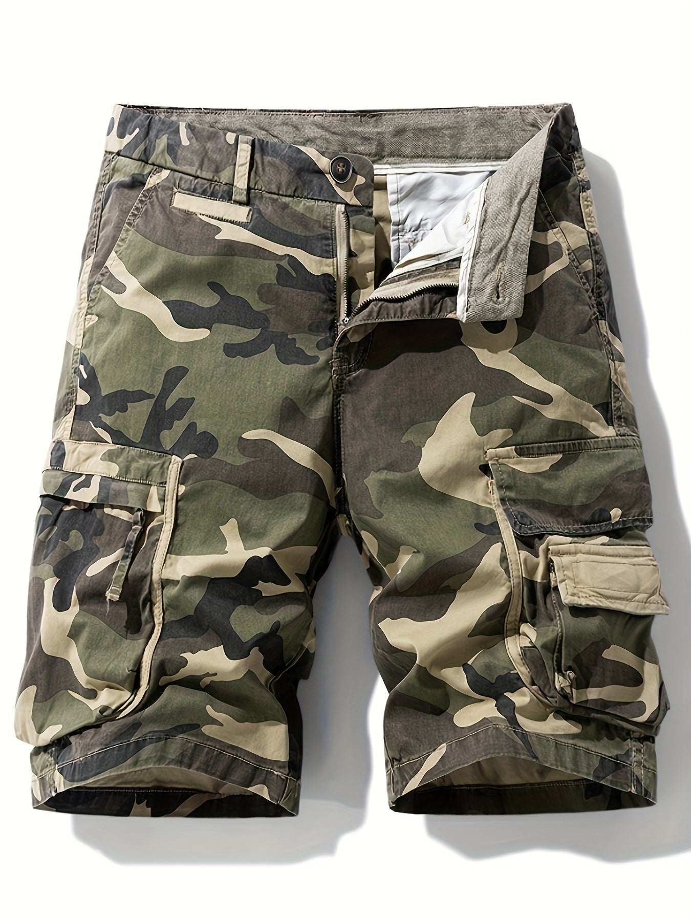 Herr Cargoshorts med Camouflagemönster – Lediga och Praktiska Shorts för Utomhusbruk