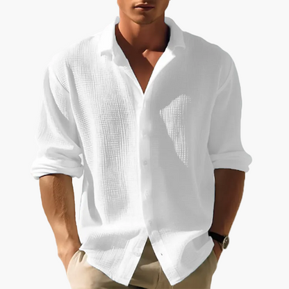 Herr Skjorta – Avslappnad Button-Down, Sommarstil, Perfekt för Fritid & Semester