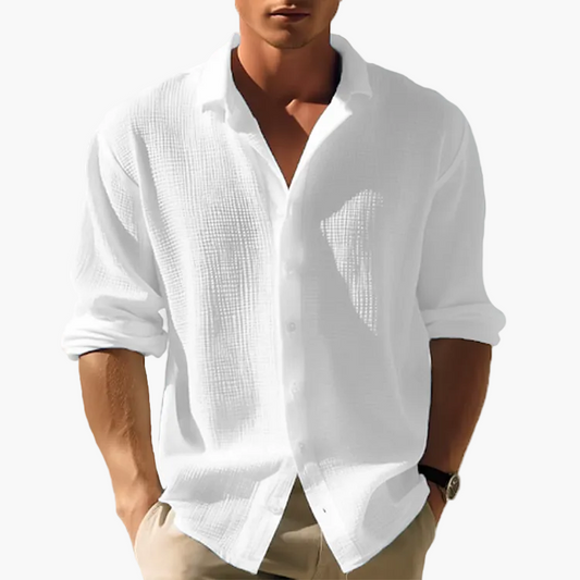 Herr Skjorta – Avslappnad Button-Down, Sommarstil, Perfekt för Fritid & Semester
