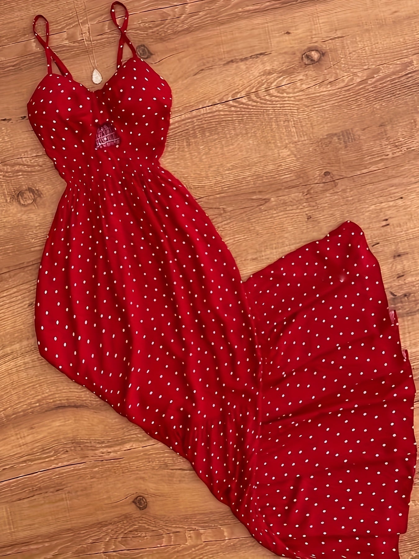 Dam Klänning Maxilång Prickig Elegant Sommarfest Vintage Stil