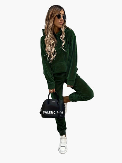 Damset Sportig Hoodie och Joggingbyxor – Vardagsoutfit med Trendig Design