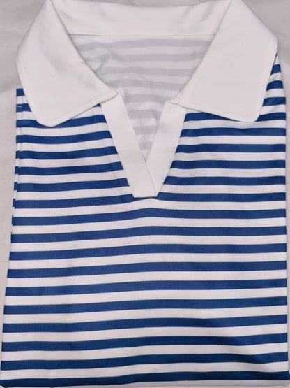 Damers Preppy Randig Pikétröja med Krage – Kortärmad, Vardagsstil, Smart Casual