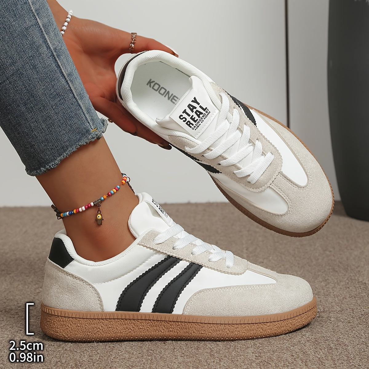 Dam Sneakers Retro Stil Vardagsträningsskor Avslappnad Komfort