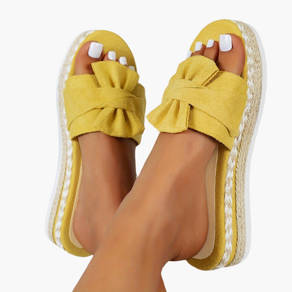 Dam Sandaler med Rosett, Plattform, Slip-in, Perfekt för Sommar och Semester