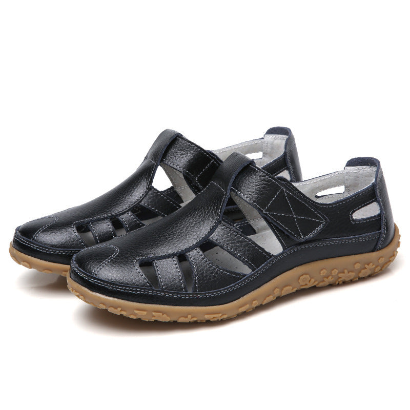 Kate – Sommarhandmade Retro Mjuk Sula Veganläder Velcro Avslappnade Skor