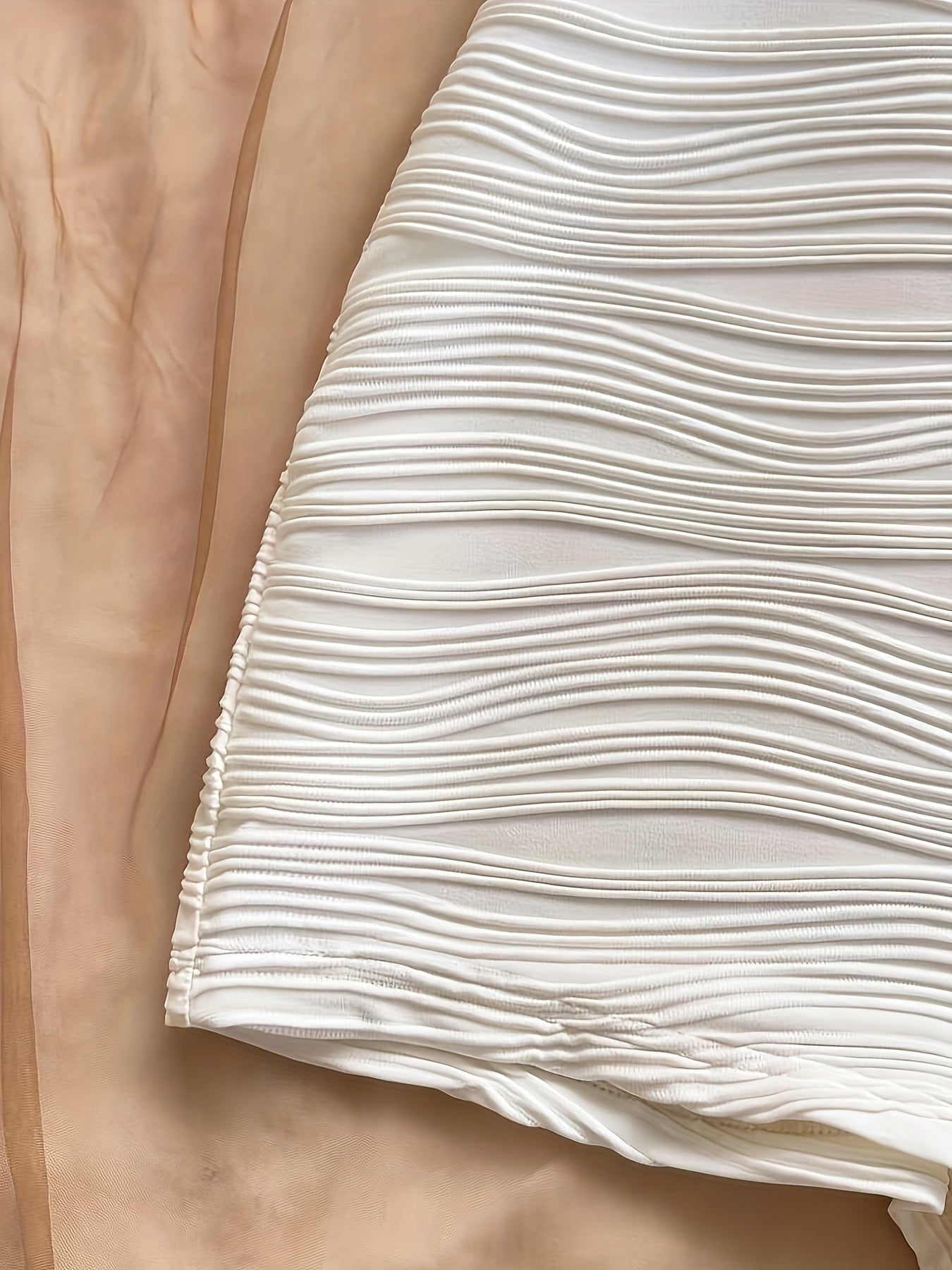 Dam Baddräkt med Halterneck och Vågmönster – Elegant Vintage Stil för Strand och Pool