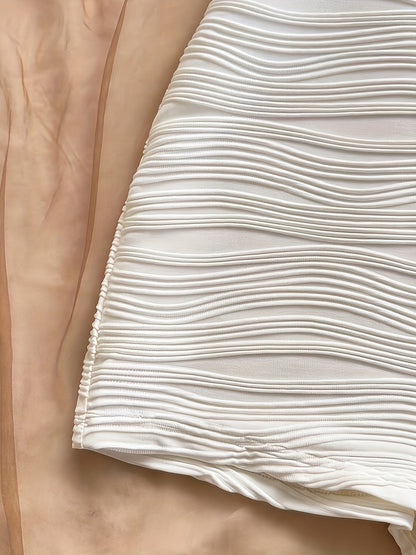 Dam Baddräkt med Halterneck och Vågmönster – Elegant Vintage Stil för Strand och Pool