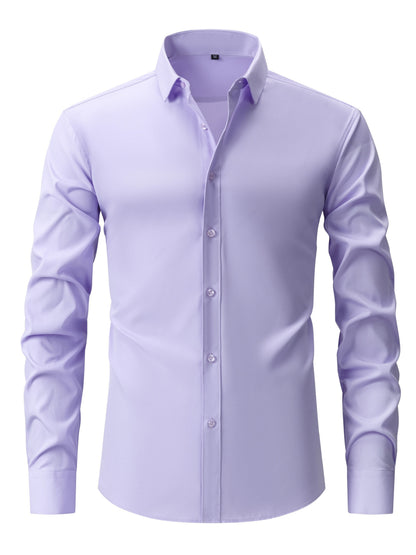 Herrskjorta Elegant Slim Fit Långärmad för Vardagsbruk och Fest