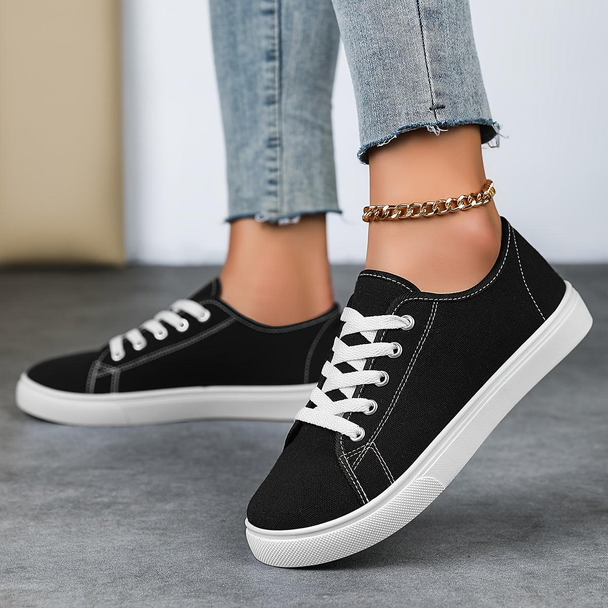 Dam Sneakers Låg Profil Vardagsskor Trendig Fritidsstil