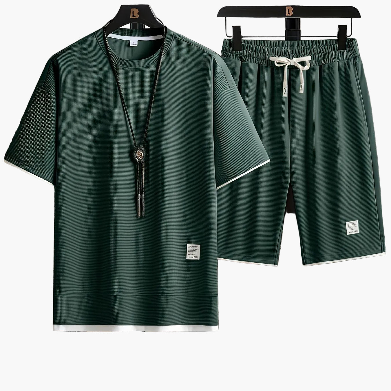 Herrset Lounge – T-shirt och Shorts, Modern Avslappnad Stil