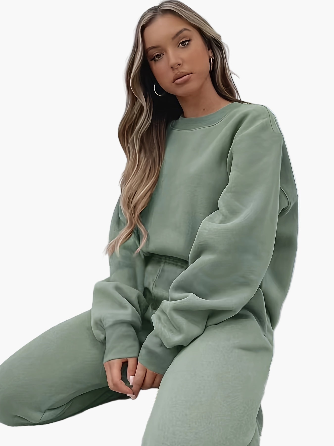 Damers avslappnade träningsset – Elegant sweatshirt och byxa för vardag och fritid