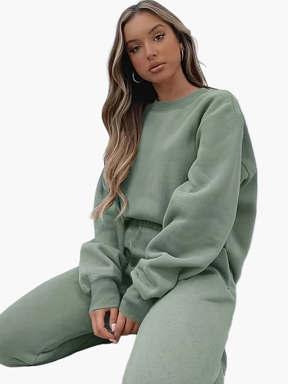 Damers avslappnade träningsset – Elegant sweatshirt och byxa för vardag och fritid