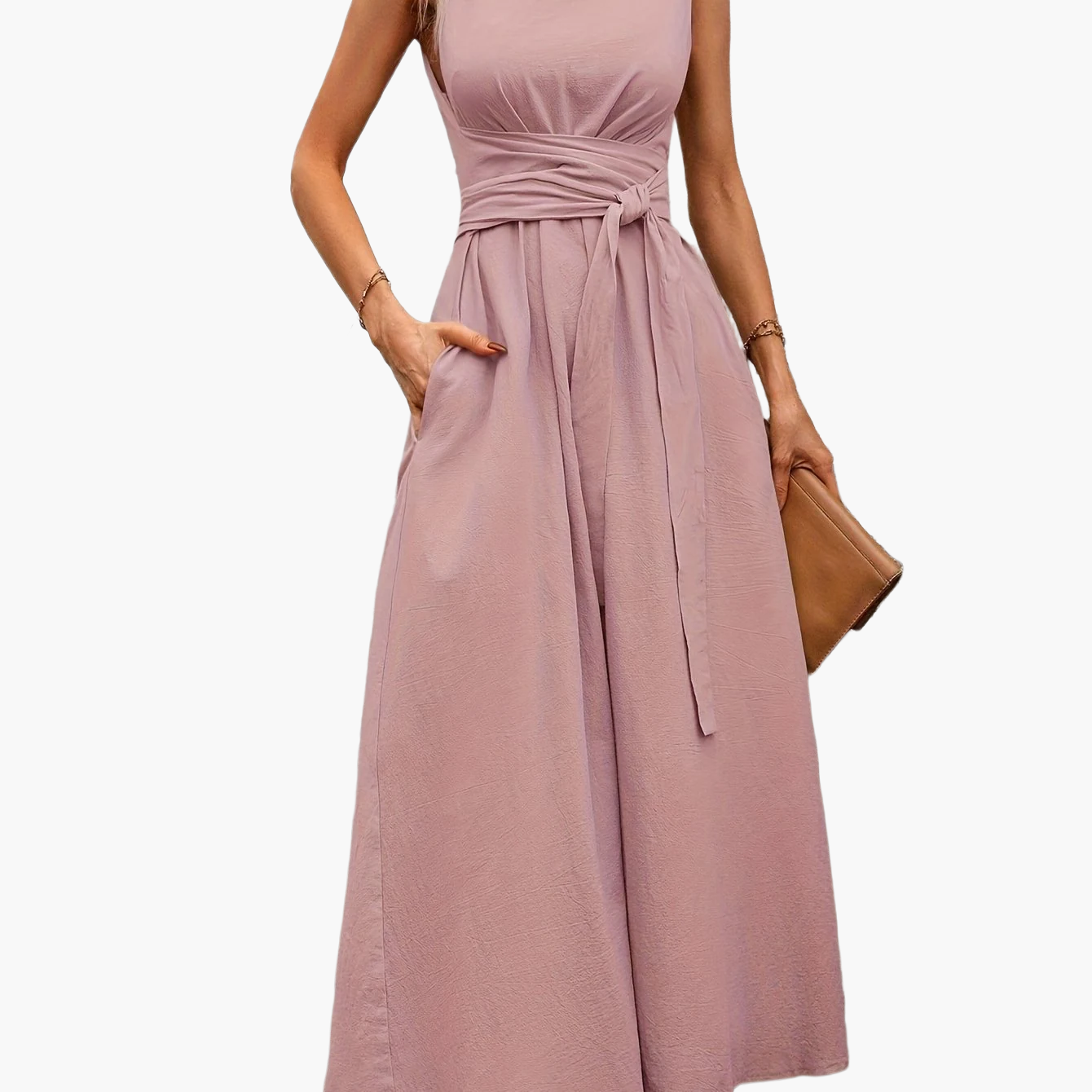 Dam Jumpsuit Elegant Ärmös Vid Benslut Sommar Fest och Vardag