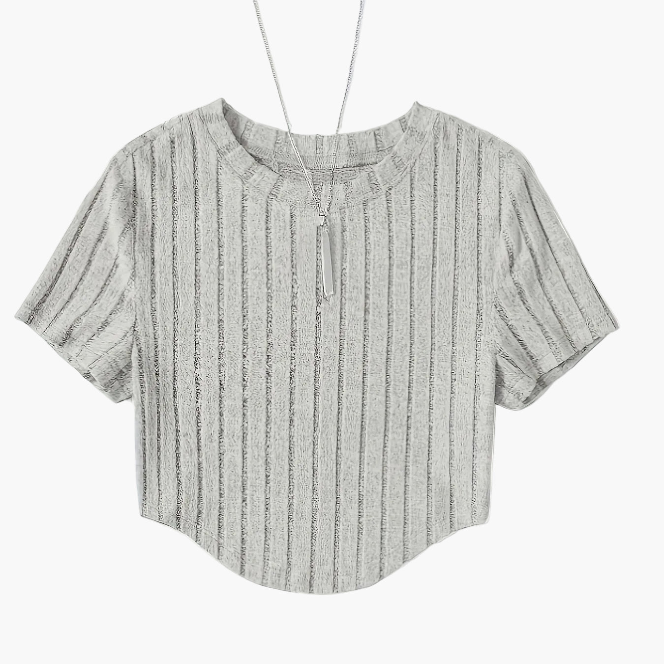 Dam Topp Kortärmad Ribbad Crop Top Casual Sommar