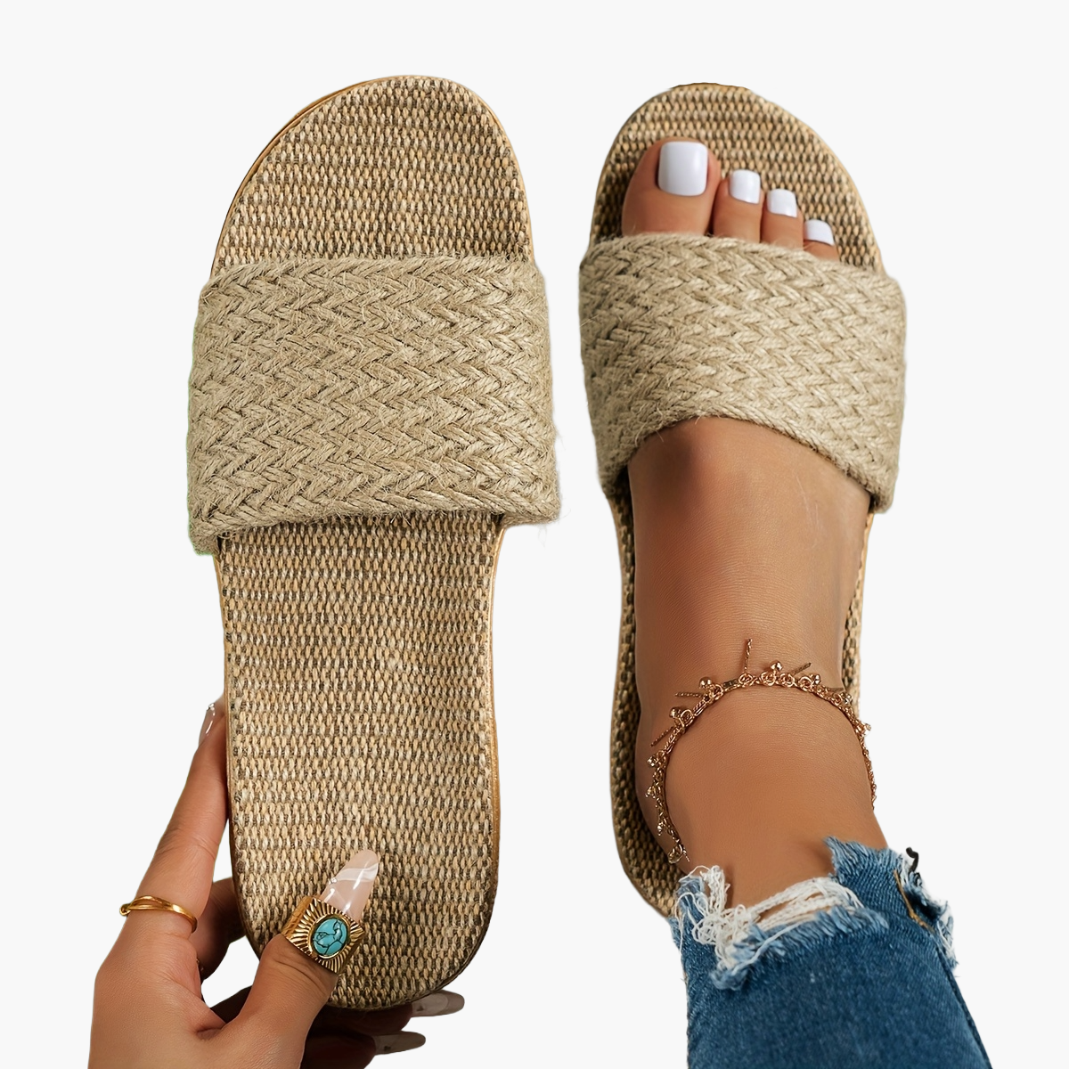 Dam Sandaler Slip-in Platta Häl Somriga Casual Tofflor