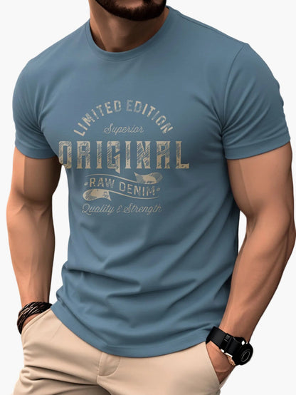 Herr T-shirt med tryck – Klassisk casual stil, grafiskt motiv, perfekt för vardagsbruk