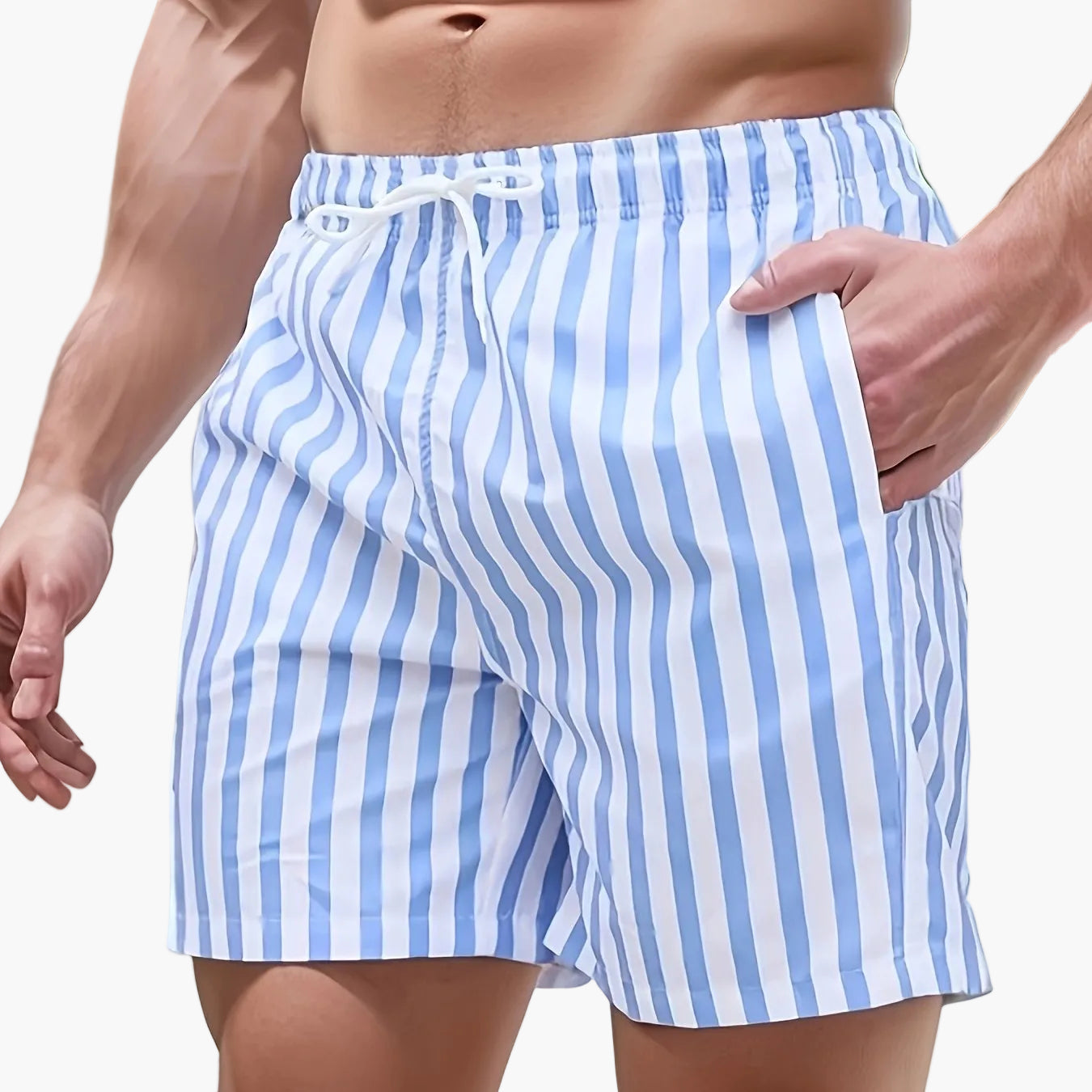 Herr – Randiga badshorts för strand och semester, avslappnad stil