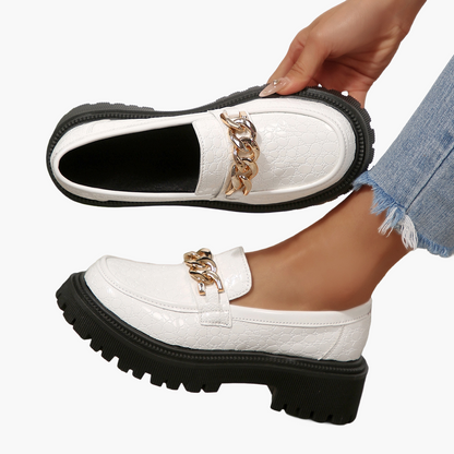 Damloafers med kedjedetalj och chunky sula – Mode Slip-on Skor för Vardag och Kontor
