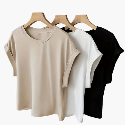 Dam T-shirt Kortärmad Modern Stil för Vardagsbruk och Avslappnad Look