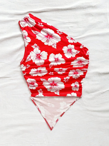 Dam Body One Shoulder Elegant Blommig Stil Perfekt för Vår och Sommar