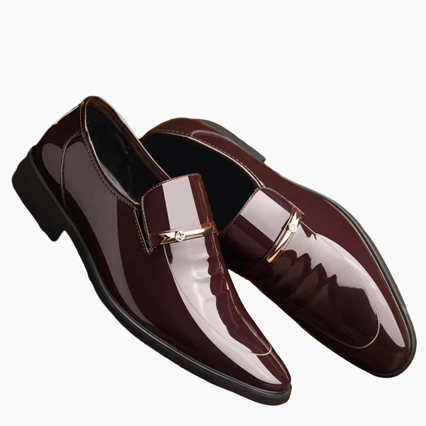 Herr Slip-On Lackskor – Elegant Loafer för Fest och Kontor
