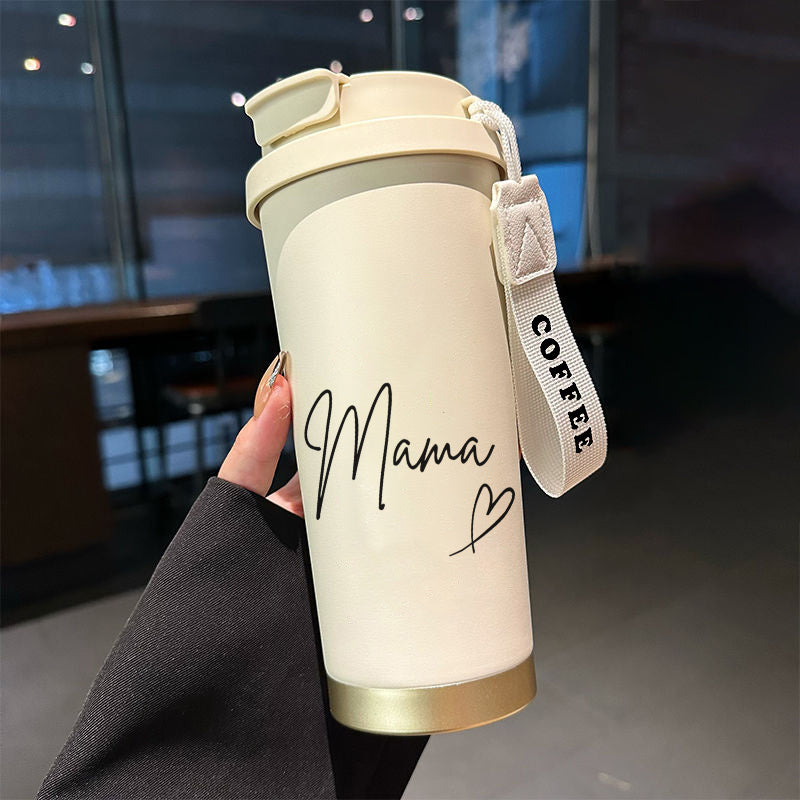 Kaffemugg med text 'Mama' – Perfekt present för kvinnor, modern och praktisk termosmugg för kaffe och te