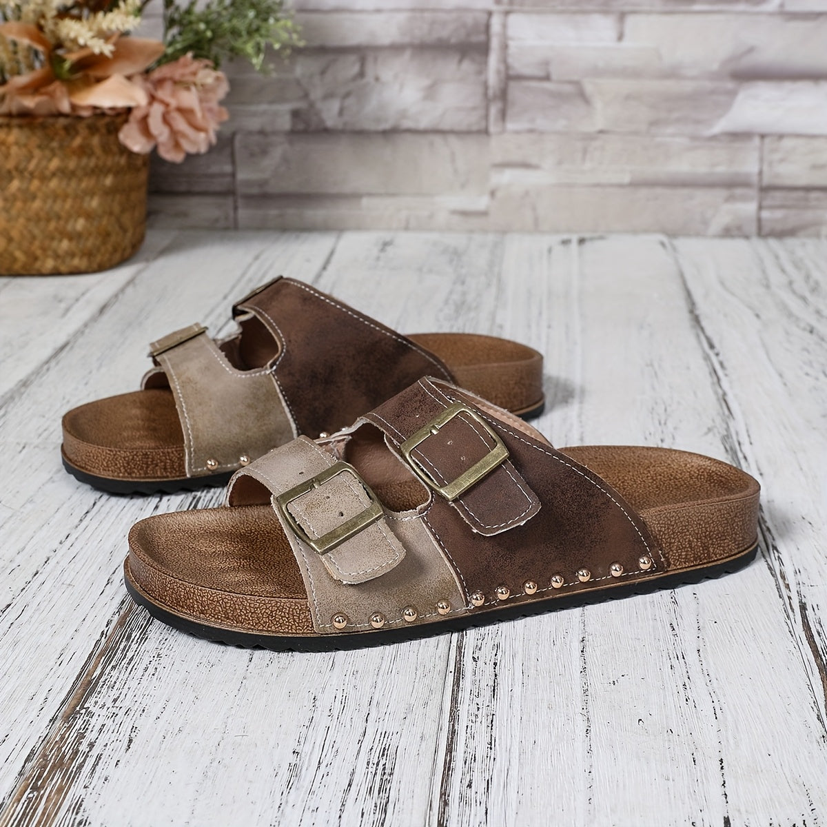 Dam Tofflor Retro Sandaler med Spänne och Platt Sula – Vardag & Sommar