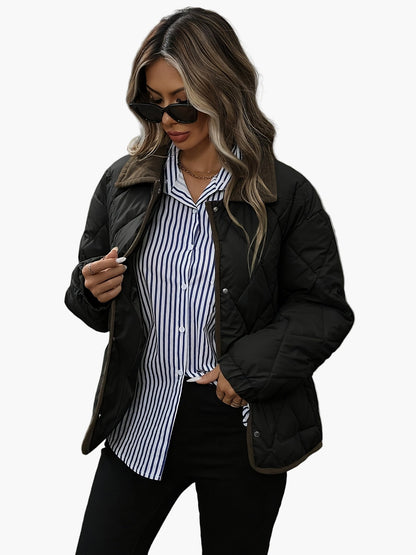Dam Quilted Vintage Jacka för Vardagsbruk och Höstmode