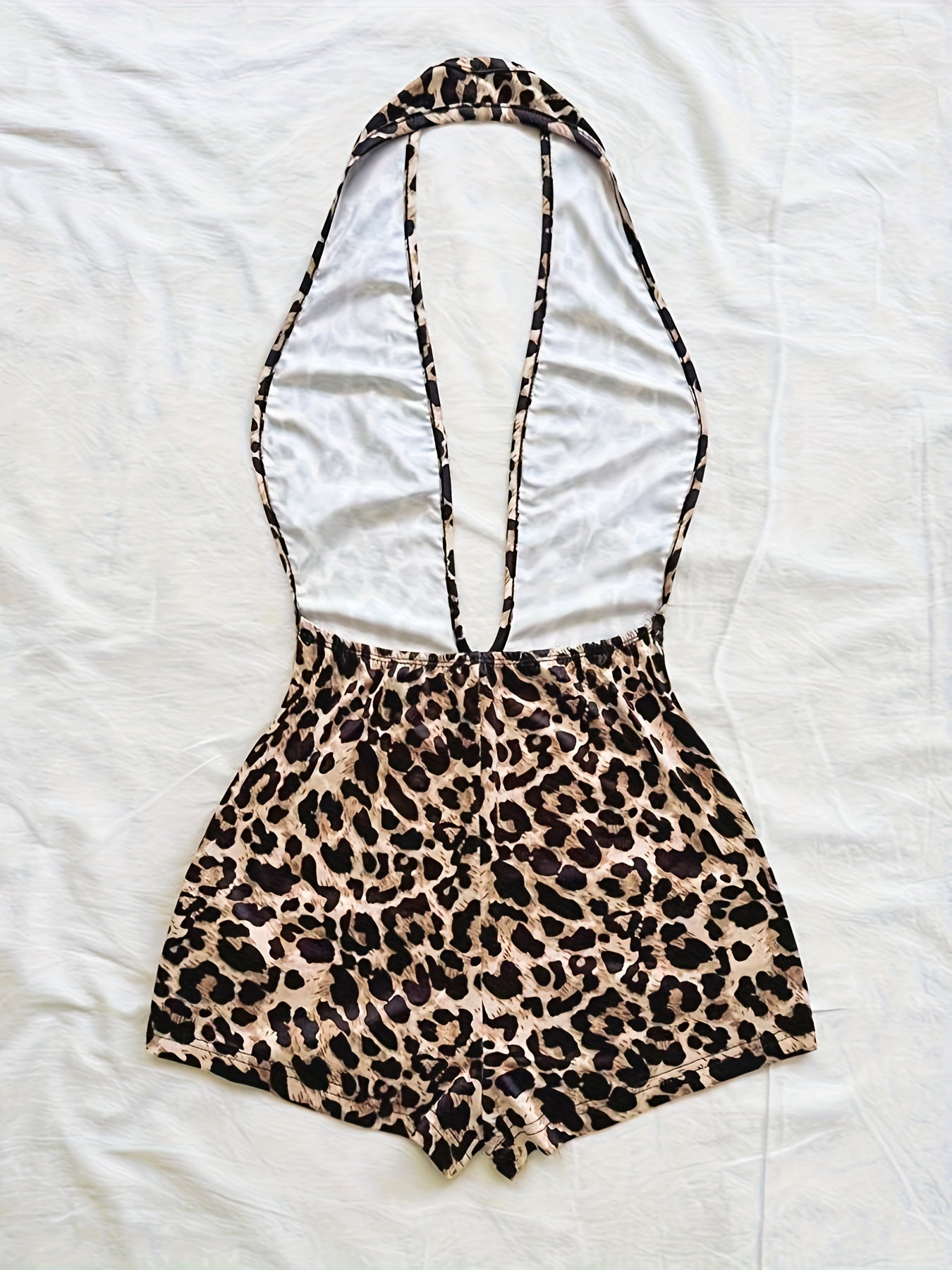 Dam Playsuit Djurmönstrad Halterneck Djärv Sommarfest Look