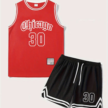 Herrarnas basketset – sportigt Chicago-inspirerat linne och shorts, perfekt för träning och fritid