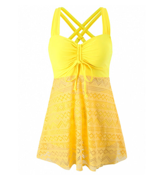 Leanne – Laced One Piece Backless Conservative Spa Bikini