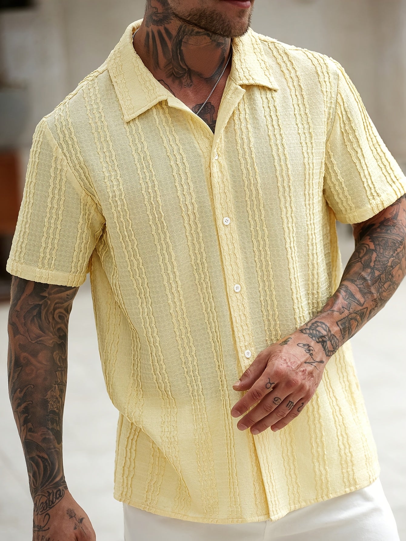 Herr Skjorta Kortärmad Randig Sommar Casual Weekendstil
