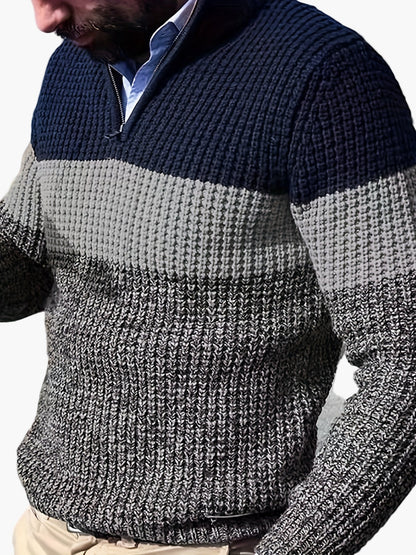 Herrtröja stickad med dragkedja – stilren och modern pullover för vuxna