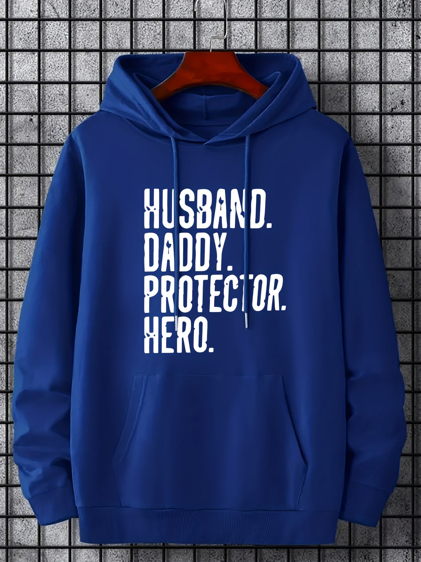 Herr Hoodie med Text – Husband Daddy Protector Hero – Casual Stil för Fars Dag och Familjeaktiviteter