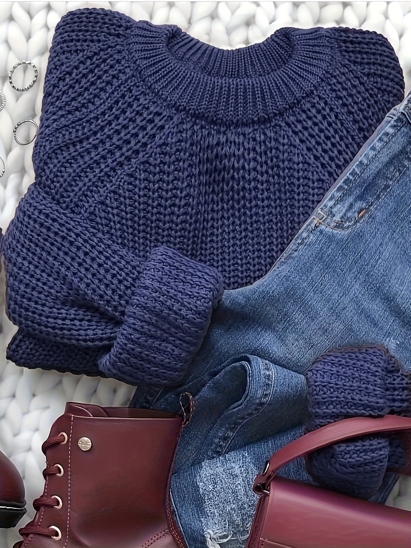 Damtröja stickad elegant långärmad höst/vinter loose fit