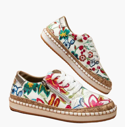 Dam Sneakers för kvinnor – Blommiga bekväma sneakers för vardag och promenad