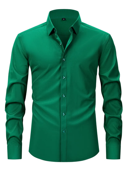 Herrskjorta Elegant Slim Fit Långärmad för Vardagsbruk och Fest