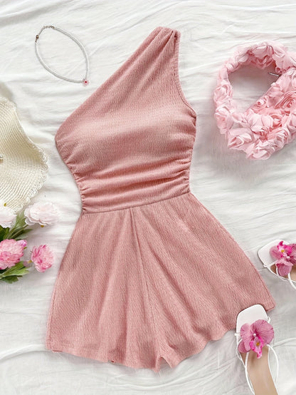 Dam Playsuit Asymmetrisk Sommarstil Fritidskläder