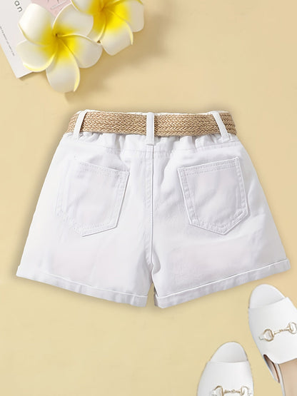 Dam Paperbag Shorts med Hög Midja och Flätat Bälte – Elegant Sommarstil