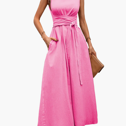 Dam Jumpsuit Elegant Ärmös Vid Benslut Sommar Fest och Vardag